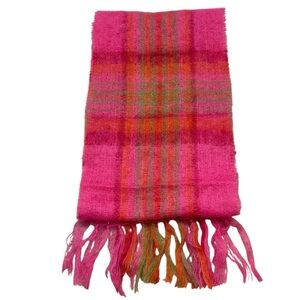 Brand new with Tags Ladies John‎ Hanly Ireland Wool and Mohair Scarf Pink Plaid